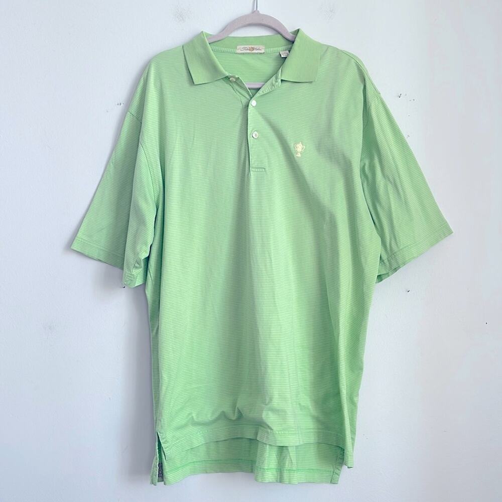 Peter Millar double mercerized cotton pinstriped polo shirt sz L